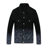Jeansjacke mit Farbspritzer-Print